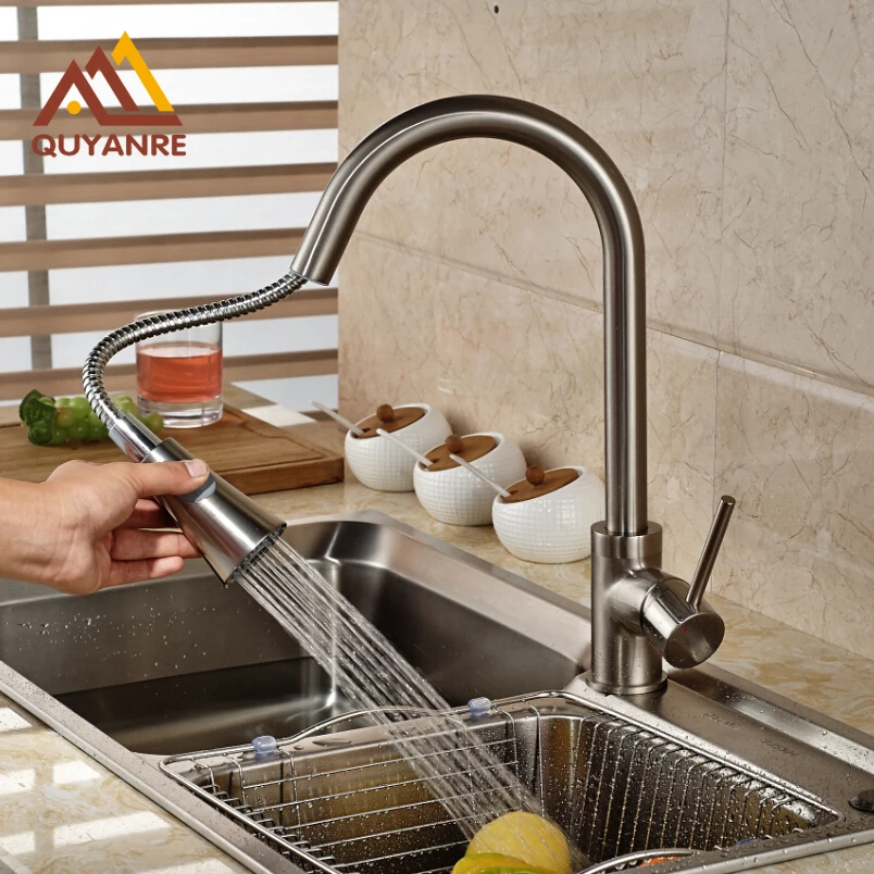 Pull Out Deck Mount Kitchen Faucet Two Functions Hot And cold Water Mixer Faucet