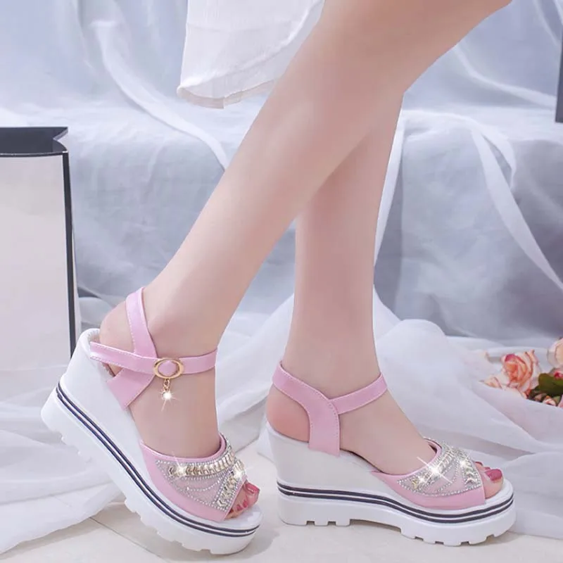 

VTOTA Summer Platform Sandals Women High Heels Crystal Open Toe Gladiator Wedges Women Sandals sandalias Casual Ladies Shoes