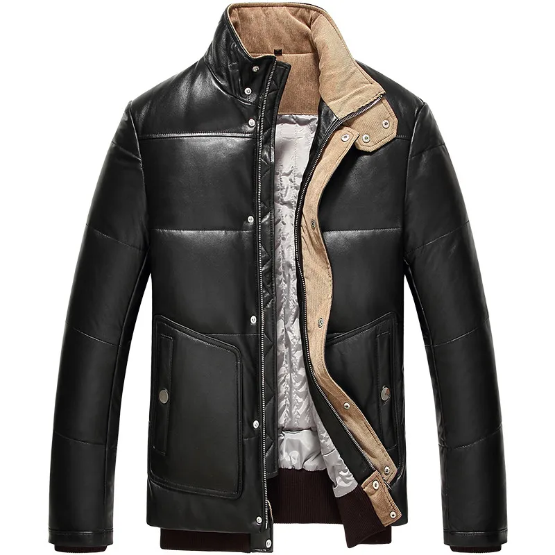 Куртка из натуральной кожи, Зимняя мужская куртка из натуральной овчины, мужская куртка на утином пуху размера плюс 4xl LSY070032 MY1677