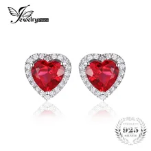 Jewelrypalace corazón 4ct pigeon blood red rubí stud pendientes solid 925 joyería de plata esterlina para las mujeres de moda nupcial pendientes