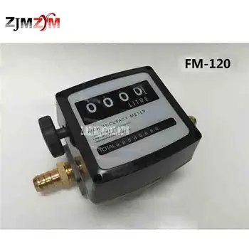 

New FM-120 Gasoline Flowmeter 4 Digital Diesel Fuel Oil Flow Meter Counter With 1-inch Iron Hose Connector 8-80L/min Accuracy 1%