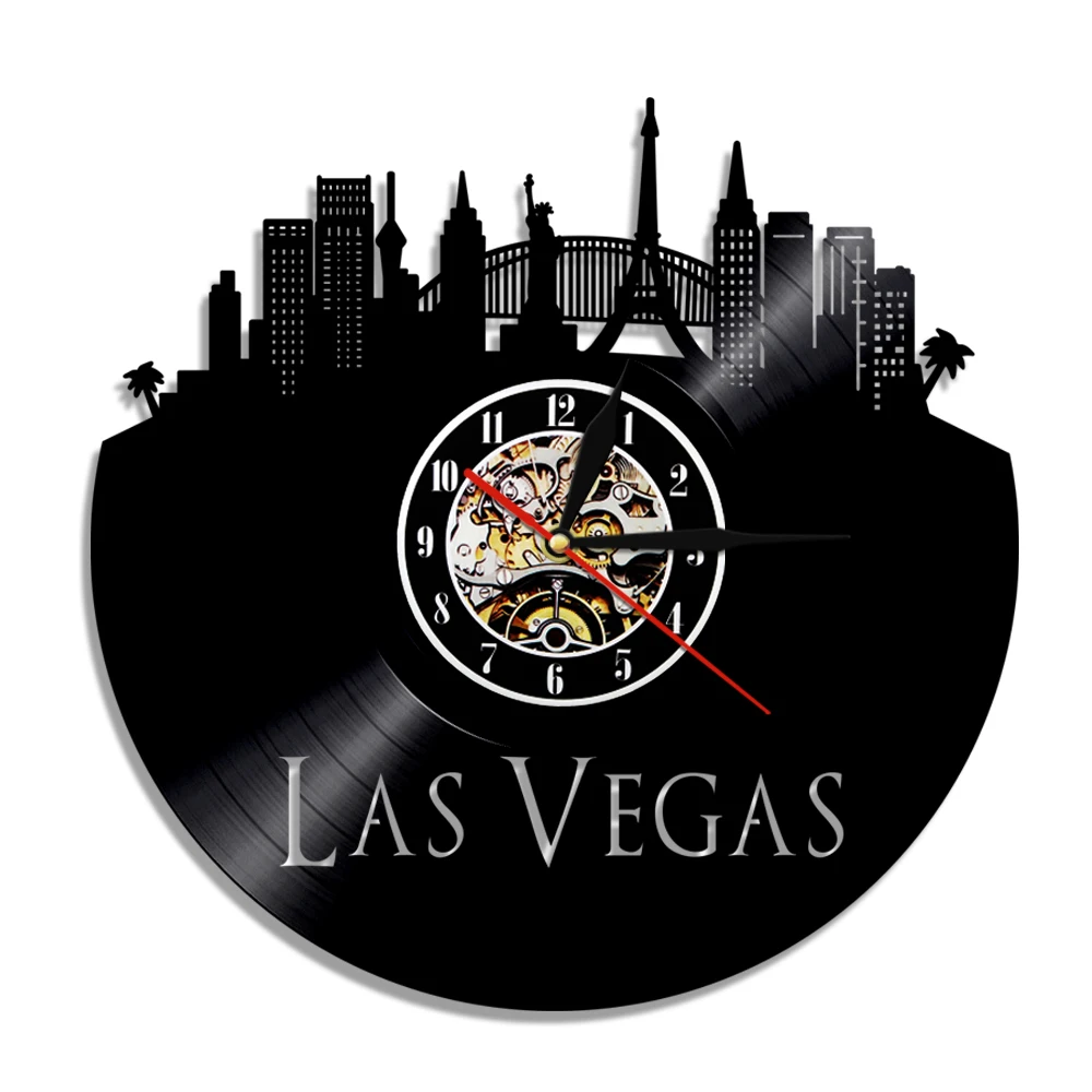 1Piece Las Vegas City Vinyl Record Wall Clock Vintage Desert Casino USA