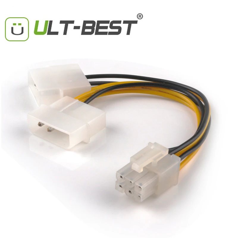 ULT-BEST 10 шт. SATA кабель Мощность разветвитель расширения PCI-E 6Pin на Molex 4pin x2 Y сплиттер