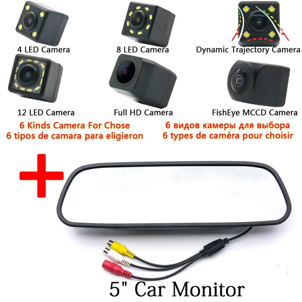 Рыбий глаз 1080P MCCD HD резервная камера заднего вида для Renault Fluence 2013 Megane 3 Clio 3 III 4 IV Lutecia Car - Название цвета: Camera 5 inch Mirror