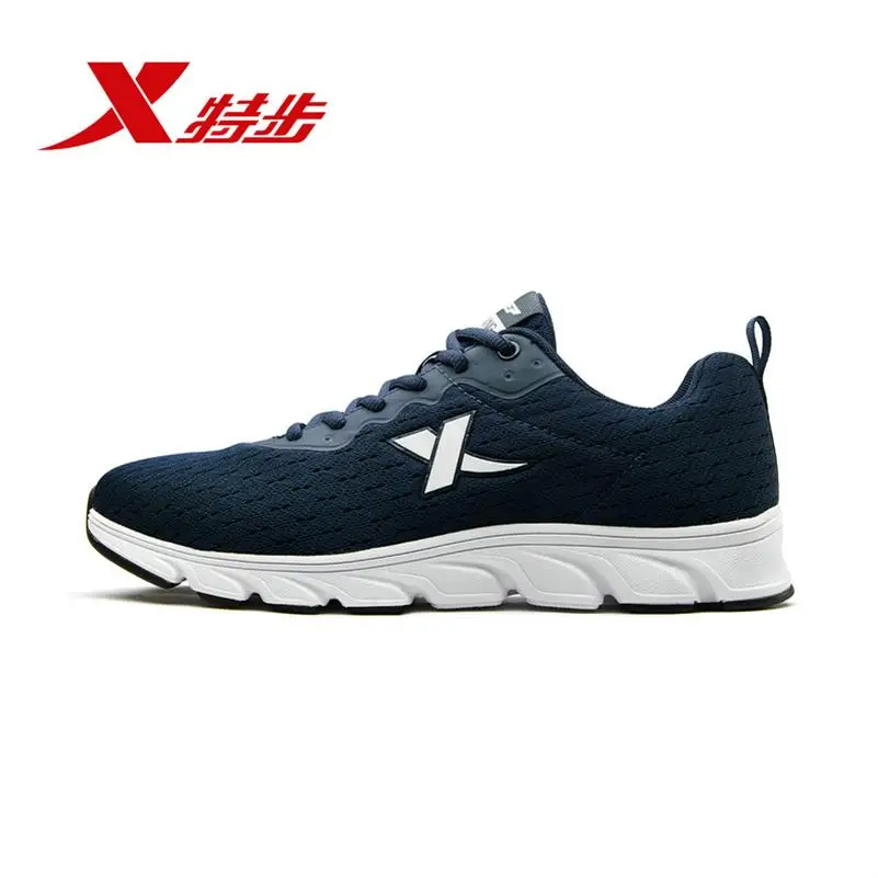 Xtep Blade Мужская беговая Обувь из сетки и кожи, спортивные кроссовки, светильник, дышащая беговая Обувь для мужчин 982119119399 - Цвет: blue white