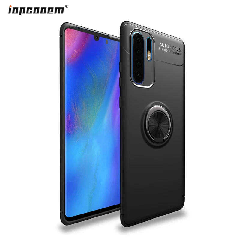 

For Huawei P30 Pro Case Rotating Finger Ring Holder Matte Soft Silicone Back Cover For Huawei P30 Pro Coque6.47"inch