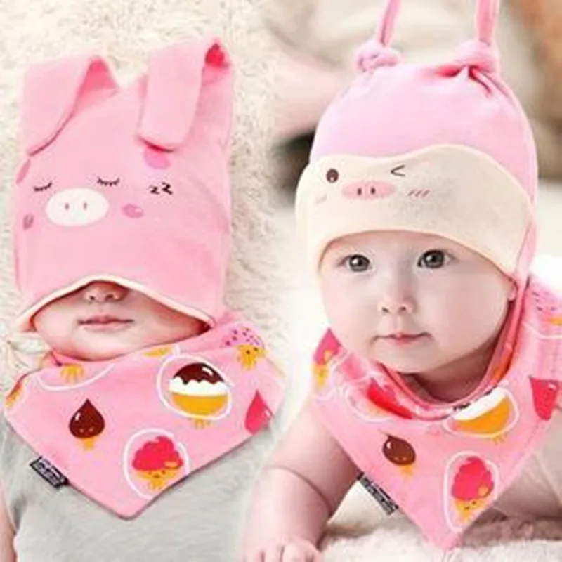 Baby Infant Winter warm Hat and Scarf Set Korean baby hat newborn