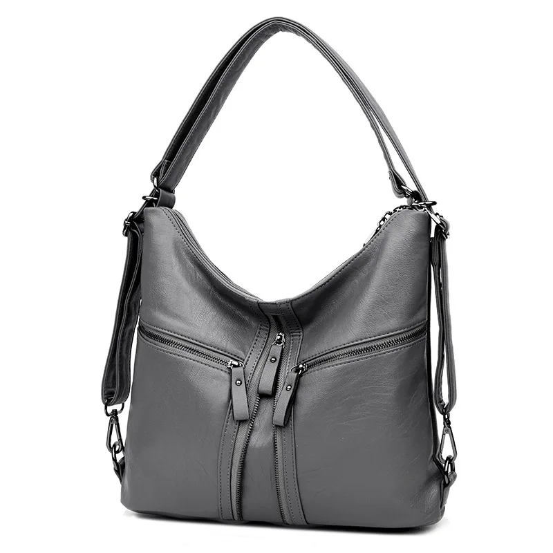  3 In 1 Multifunctional Backpack Women Soft Leather Backpack Female Travel Shoulder Bag Convertable  - 32967930739