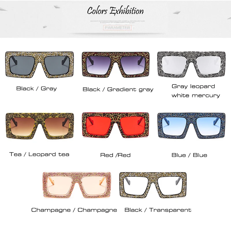 SHAUNA Роскошные хрустальные большие женские очки Квадратные Солнцезащитные очки UV400