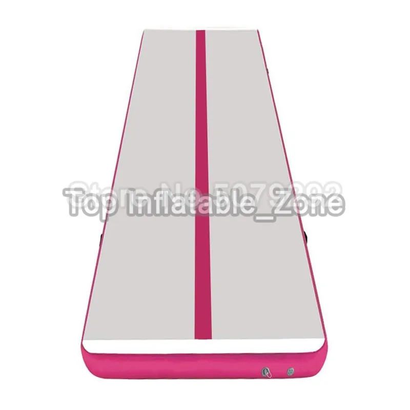 Большой Размеры 6/7/8 м надувной спортивный мат с фабрики надувной акробатика коврик трек с воздушным насосом DWF прыгающий коврик выполненный по индивидуальному заказу - Цвет: pink single line