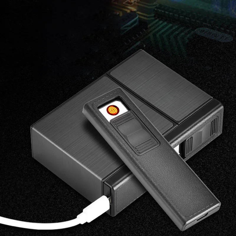 USB аккумуляторная коробка для сигарет портативная с зажигалками ветрозащитная