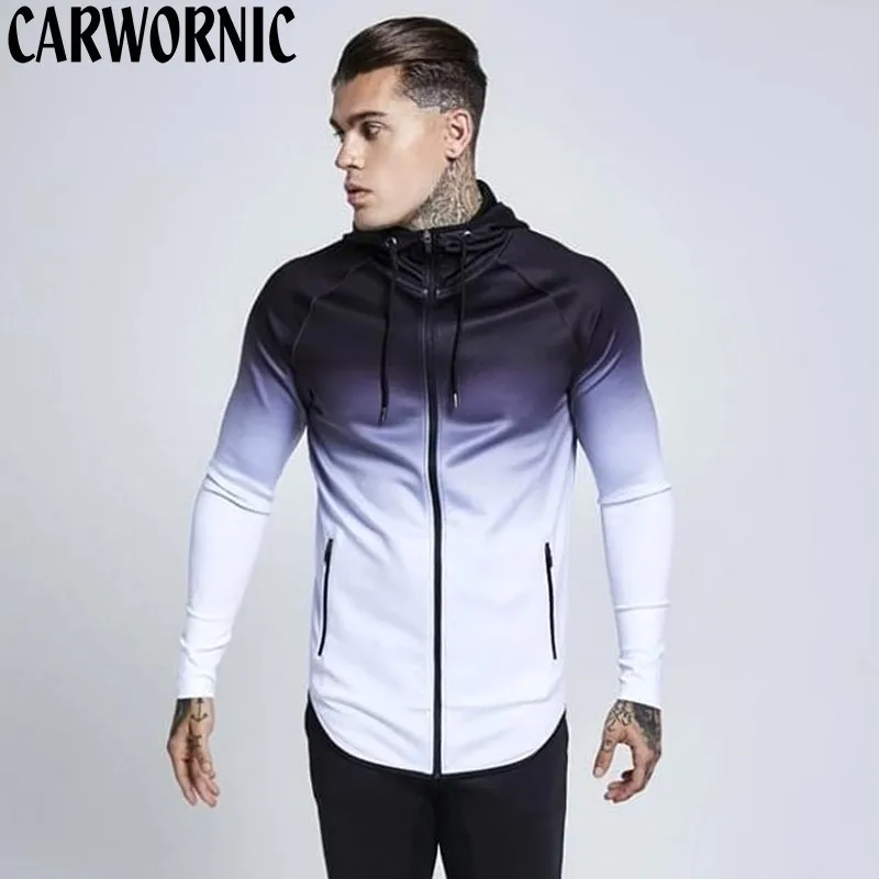 

CARWORNIC 2019 New Fitness Workout Jacket Men Zipper Gyms Jacket Men Hoodie Quick-drying Breathable Coat Jackets Clothing Winter