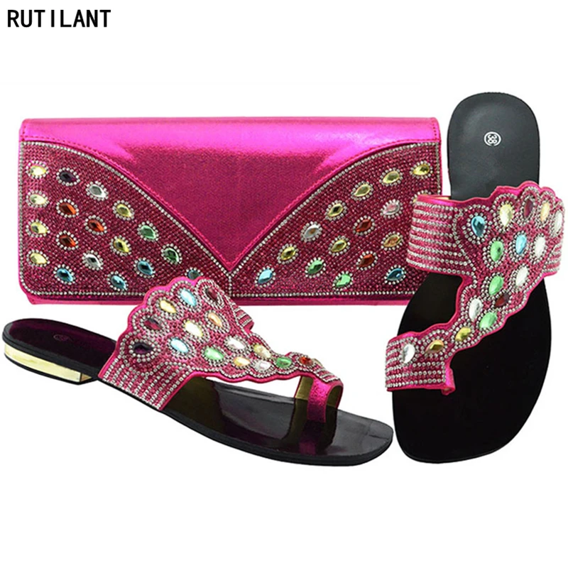 Nieuwste Ontwerp Italiaanse Schoenen Bijpassende met Tas Set Versierd met Strass Afrikaanse Bijpassende Schoen en Tas Set voor Party In vrouwen Nieuwste Ontwerp Italiaanse Schoenen Bijpassende met Tas Set Versierd met Strass Afrikaanse Bijpassende Schoen en Tas Set voor Party In vrouwen