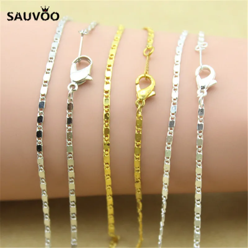 10pcs/lot Gold Silver Color Metal Bulk Chain Rolo Link Necklace Chains