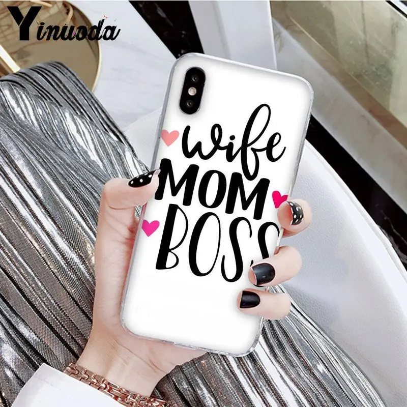Yinuoda, лучшая мама, босс, слова, окрашенные, аксессуары для телефонов, чехол для Apple iPhone 8 7 6 6S Plus X XS MAX 5 5S SE XR, мобильные чехлы - Цвет: A4