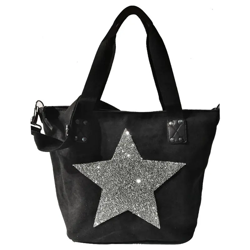 buy 2019 VINTAGE STAR CANVAS TOTE BAG tassel Messenger Bolsos diamond bling Multifunctional Travel Shoulder Bag drop shipping