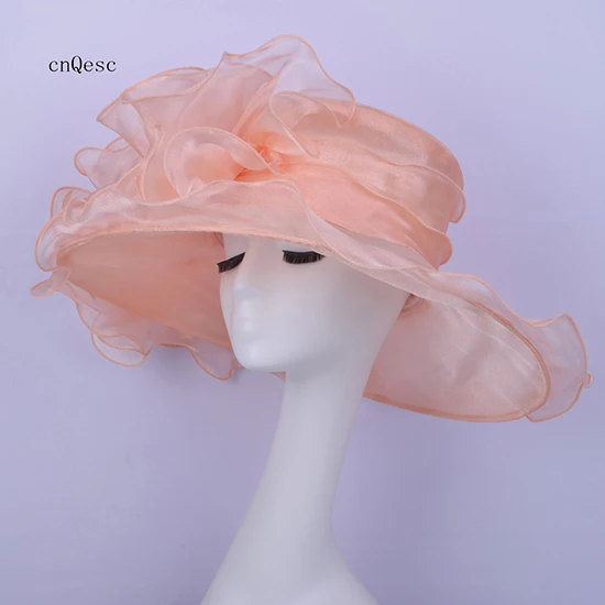 NUDE PINK Хизер розовый широкополый органза шляпа для Кентукки Дерби церковные Свадебные гонки Вечерние - Цвет: NUDE PINK