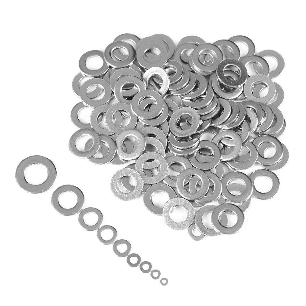 

100PCS Flat Repair Washers TKDC23C65 Stainless Steel Washer Thickness For Metric Bolts & Screws M1.6 M2 M2.5 M3 M4 M5 M6 M8