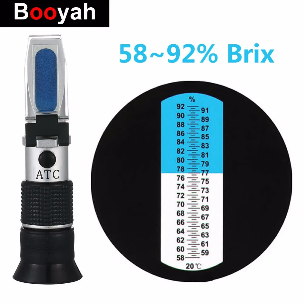 58 90 Brix Refractometer Tester ATC Fruit Sugar Meter Handheld Optical Sugar Test Professional