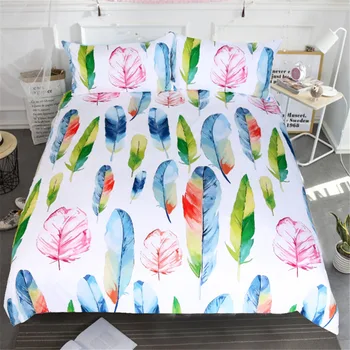 

Feather Plant Print Bedding Set Duvet Cover Set Luxury Modern Quilt King Twin Bedclothes Home Decor 1x Duvet Cover 2x Pillowcase