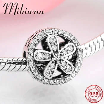 

Round hollow out 925 Sterling Silver flower petal crystal CZ fine Bead Jewelry making fit Original Pandora Charm Bracelet