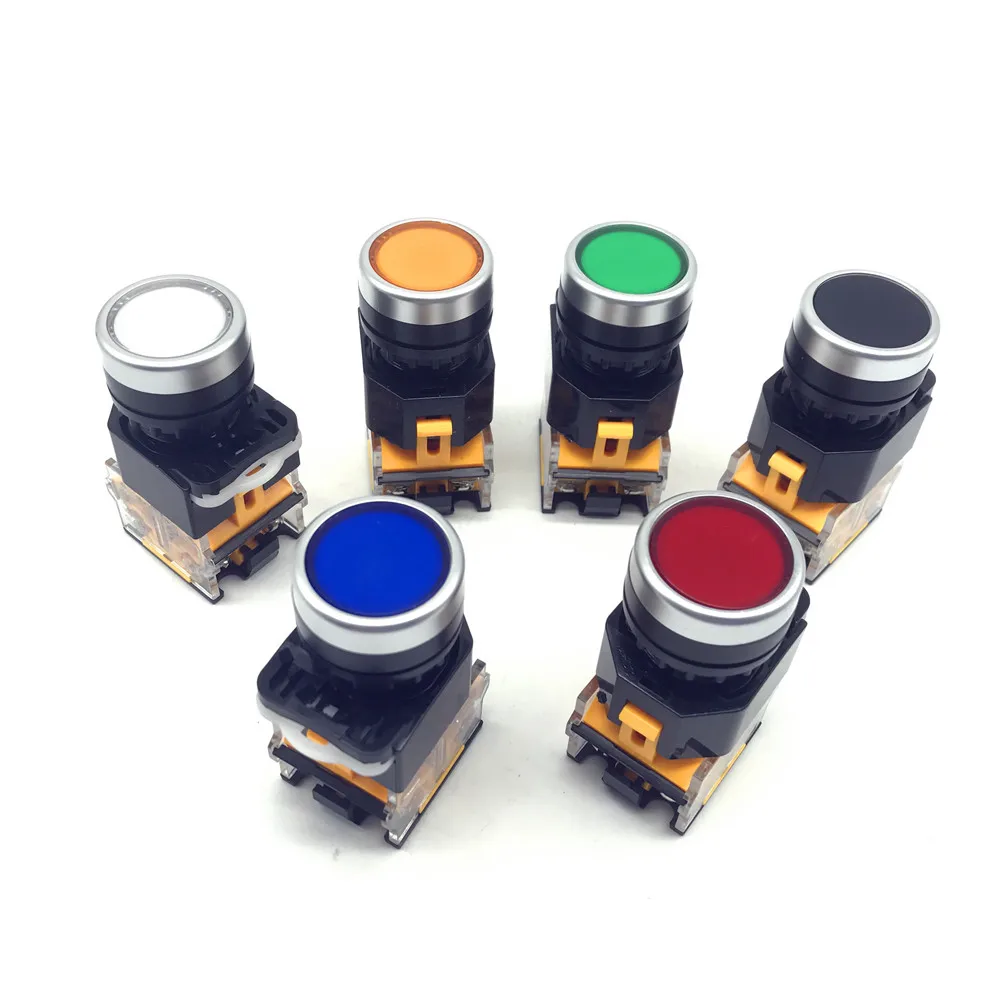 

22mm Panel Mount Momentary Push Button Switch 380VAC 10A 1NO 1NC DPST LA38-11BN