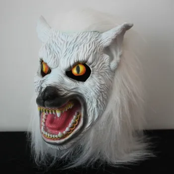 

Top Grade 100% Latex Halloween Party Cosplay Brown/White/Grey Wolf Head Mask Creepy Adult Scary Wolf Mask Animal Costume Prop