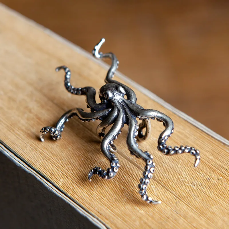 

UMGODLY Retro Punk Deep Sea Big Octopus Ear Clip S925 Sterling Silver Hyperbole Earrings Non Perforated Women Jewelry
