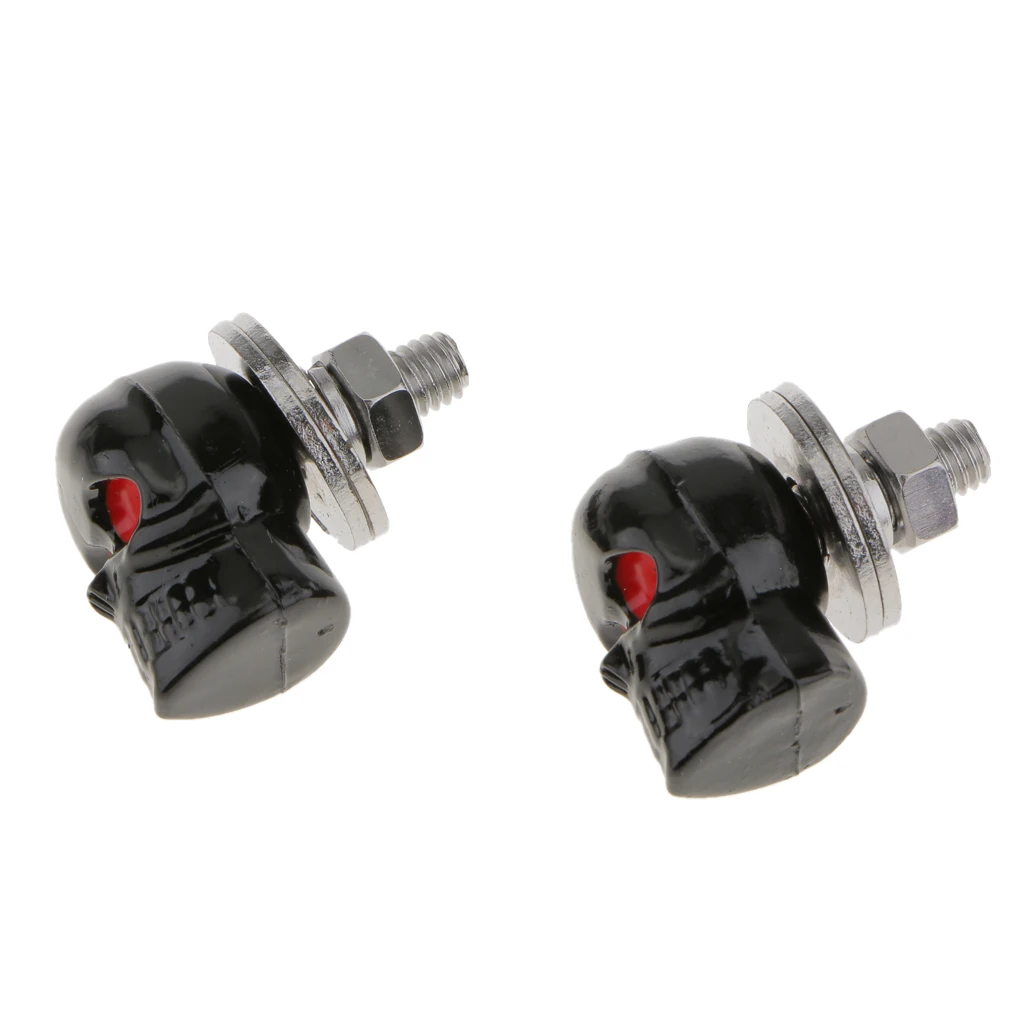 2pcs Motorcycle Motorbike Skull Head License Plate Frames Bolt Screw Fastener