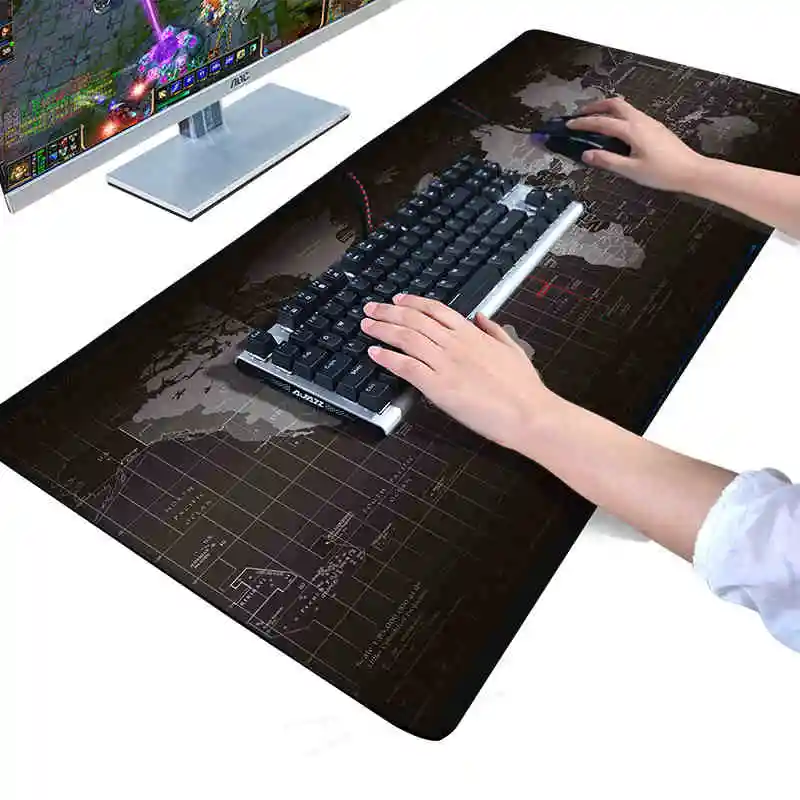 New Large Size 900x400X3mm World Map Laptop Gaming Mouse Pad Locking Edge Rubber Mouse Mat for Dota