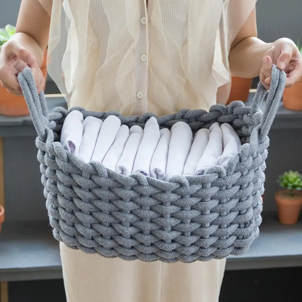 

Cotton Crotch Storage Basket Handmade Clothes Laundry Basket Natural Fabric Baby Toys Storage Basket Desktop Small Organizer Box
