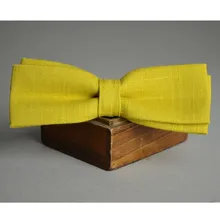 Желтый льняной Повседневный галстук-бабочка, льняная бабочка, мужской деловой галстук, Свадебный галстук-бабочка, мужские галстуки, галстук-бабочка