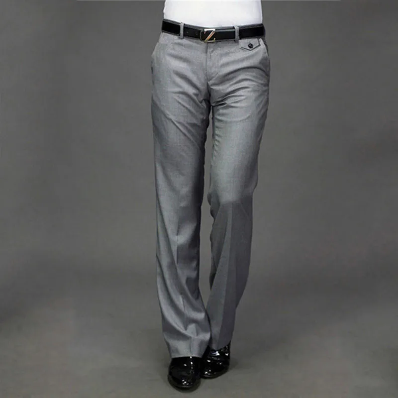 Micro horn trousers Male Business Black Straight wide leg Suit pants British Casual Men's big pants Men's trousers More size 37