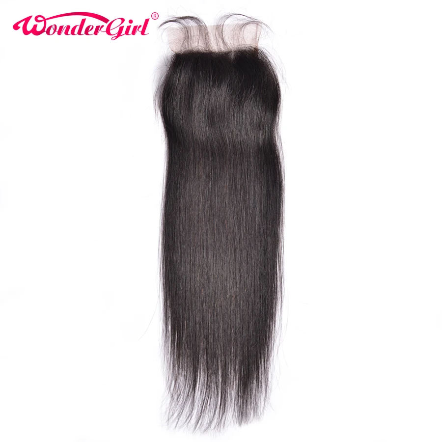 

Wonder Girl 4x4 Straight Closure Natural Color Malaysian Remy Hair  8"-24" 100% Human Hair Lace Closure Free Shipping