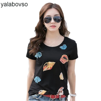 

Lovely Cotton O Neck 3D Diamond Slim T Shirts For Woman 2020 Summer Female Tees Short Sleeve Slim Summer Ladies Tops Woman Z30