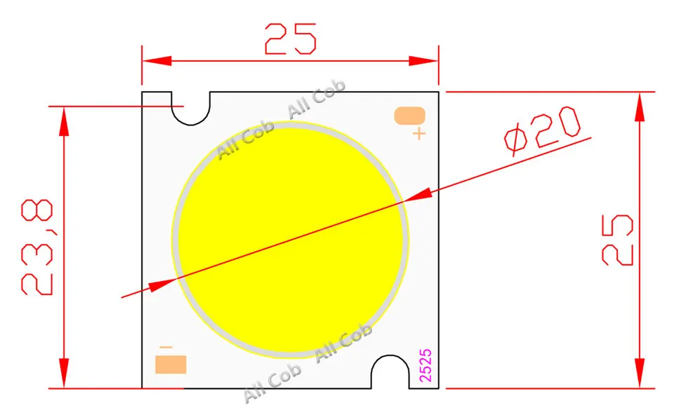10 шт. производитель светодиодный COB 25 мм 20 Вт 30 Вт квадратный флип-чип Высокий люмен полоса светильник источник модуль лампа COB для вниз светильник