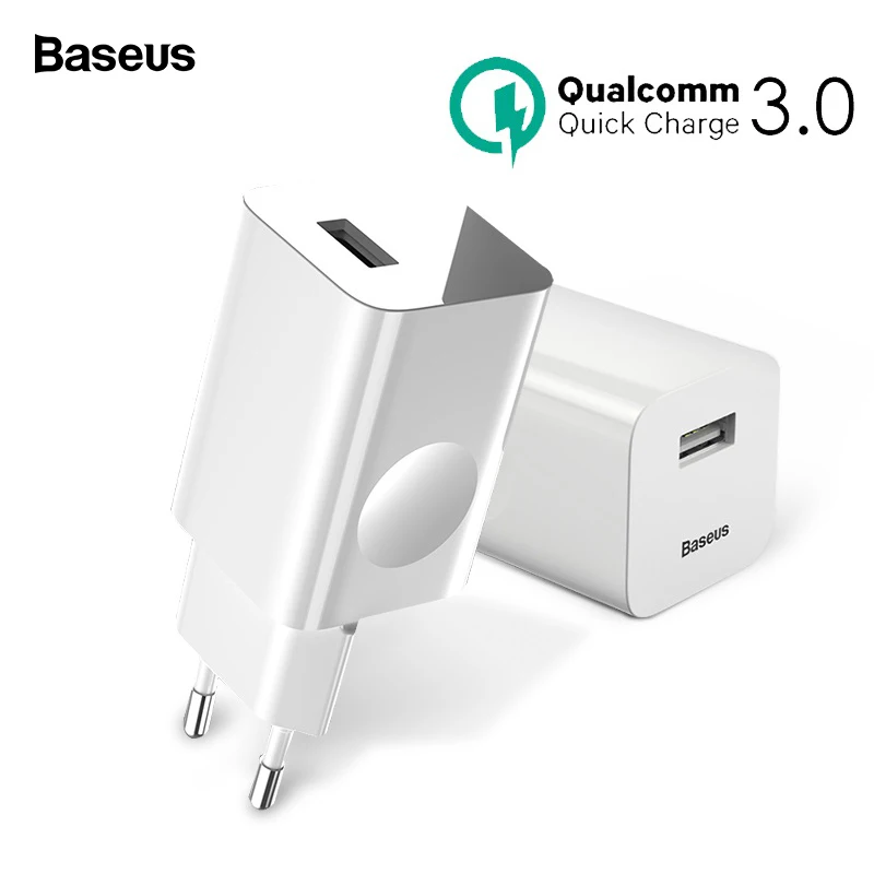 Baseus 24 واط سريعة تهمة 3.0 USB شاحن سامسونج Xiaomi هواوي سريع شحن QC 3.0 السفر الهاتف المحمول شاحن الاتحاد الأوروبي الولايات المتحدة المكونات