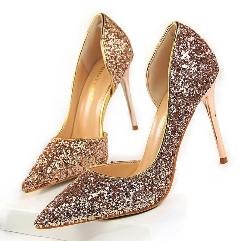 Women Pumps Bling Sexy High Heels Glitter Wedding Party Women Heels