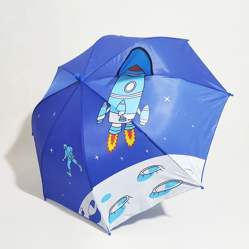 Автоматический детский зонтик с длинной ручкой и дождем с 3D рисунком из мультфильма, креативный милый зонтик для мальчиков и девочек, детские уличные инструменты - Цвет: Spaceman
