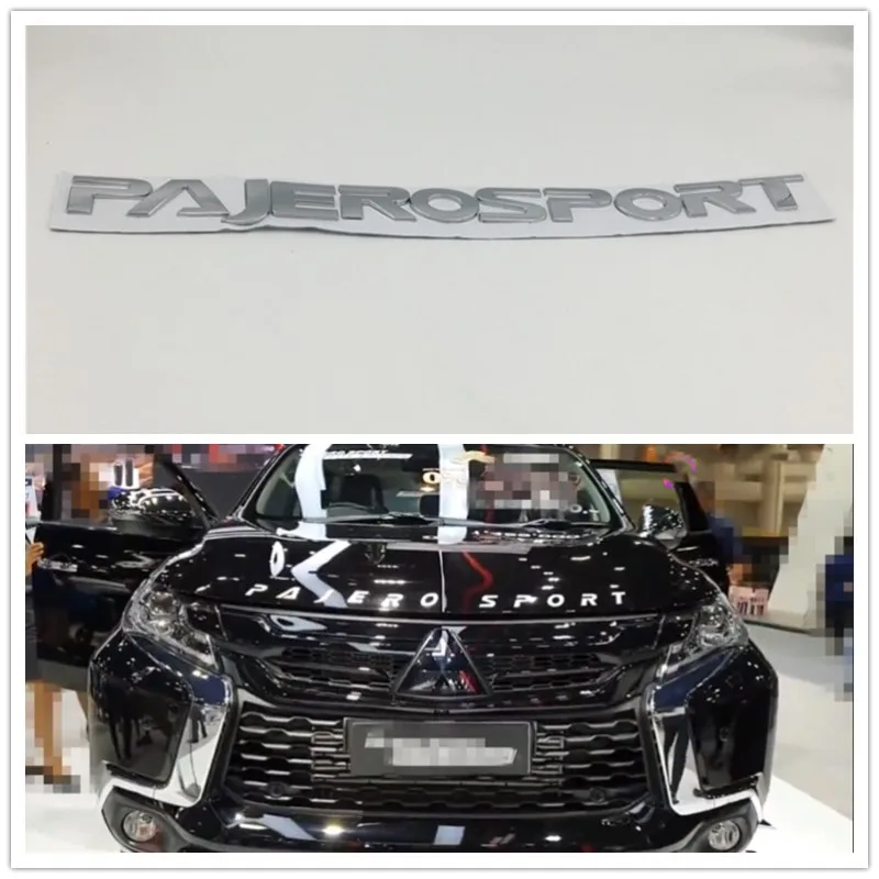 Серебристый Хром для Mitsubishi Pajero Montero Sport передний капот логотип, эмблема сценарий письмо знак авто наклейки