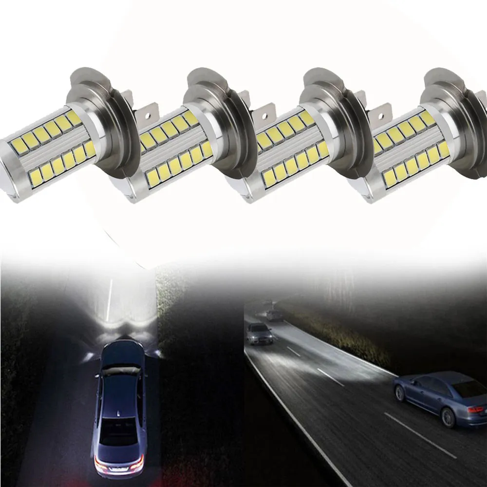 

4pcs H7 5630 SMD 33SMD LED Super Bright 12V White Auto Car Fog Driving Light DRL Lamp Bulb Universal