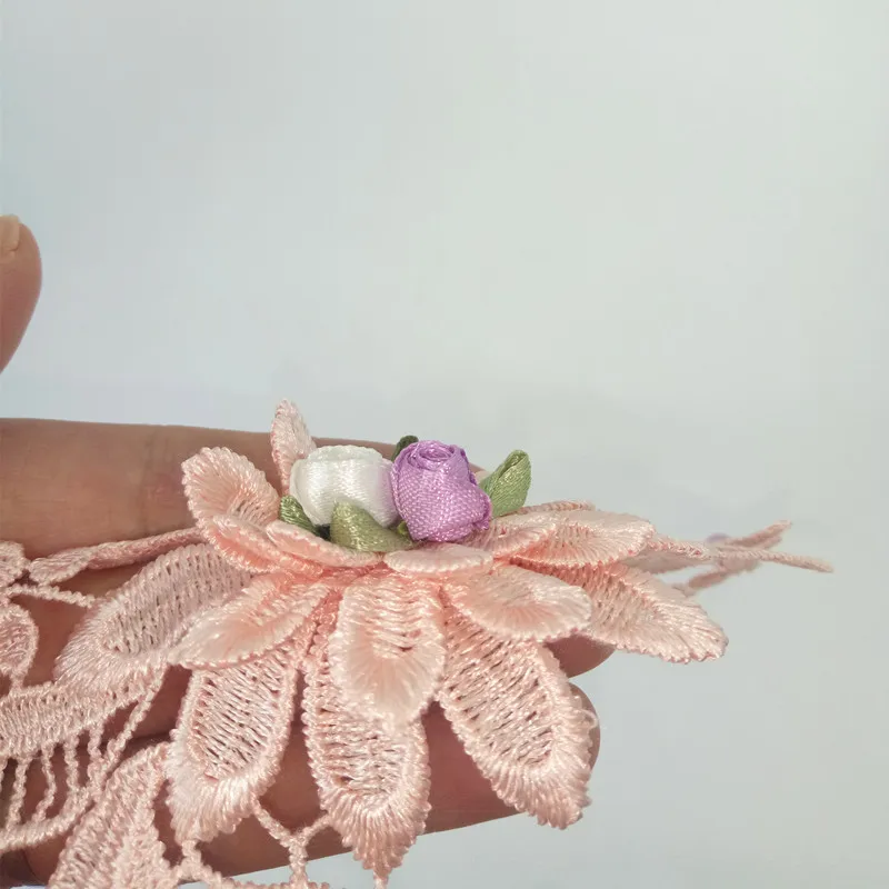 3d flower pearls lace trim applique