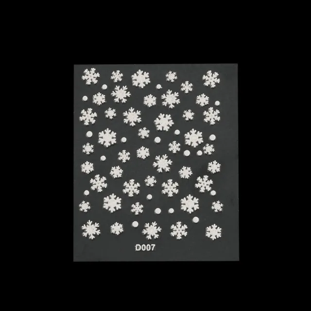 fashion 6 sheets 3d white nail art stickers snowflake decal metal snowflake sheets