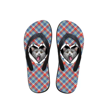 

NOISYDESIGNS New Women Casual Flipflops 3D Cute Pet Cat Dog Pattern Summer Soft Rubber Beach Slipper lady Flats Flip Flops