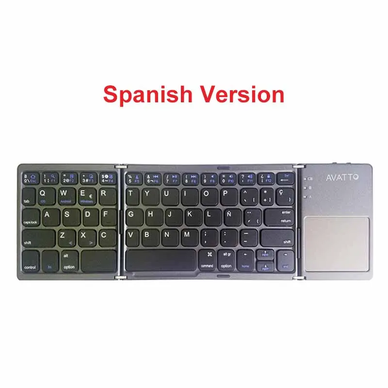 [Avatto] A18 Портативный дважды складной Bluetooth клавиатура BT Беспроводной складной тачпад Клавиатура для IOS/Android/Оконные рамы ipad Планшеты - Цвет: A18 Spanish Black