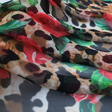 Новинка, леопардовая Роза, жоржет, шелковая ткань для платья, Базен riche getzner telas por metro tissu tissus tecidos para costura DIY