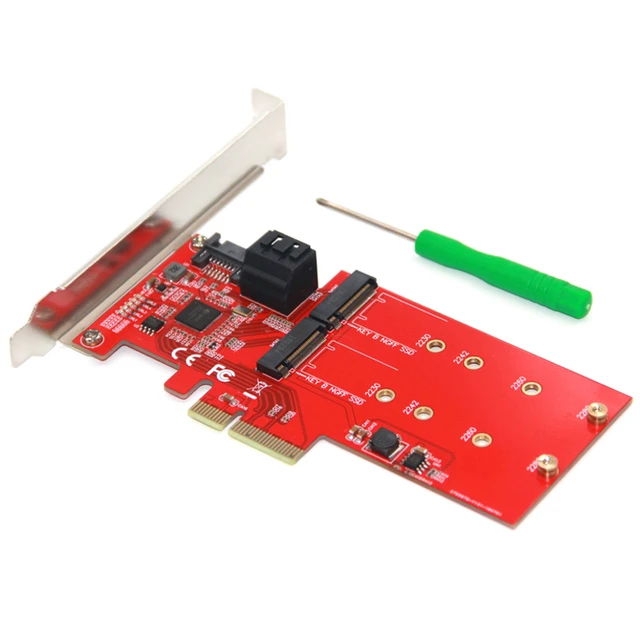 IOCREST PCIe x 4 to NGFF(PCIe) NVMe SSD and SATA to 2 x NGFF(SATA) Adapter  Card - AliExpress