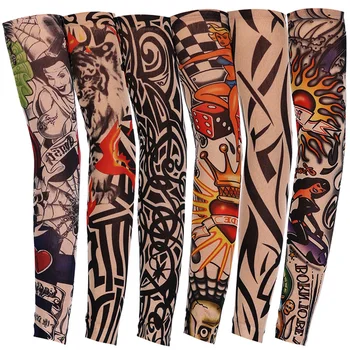 

Men Women Arm Warmer Temporary Fake Tattoo Sleeve Designs Summer Sunscreen Arm Sleeves Cover Tattoos Sun UV Protection Elastic