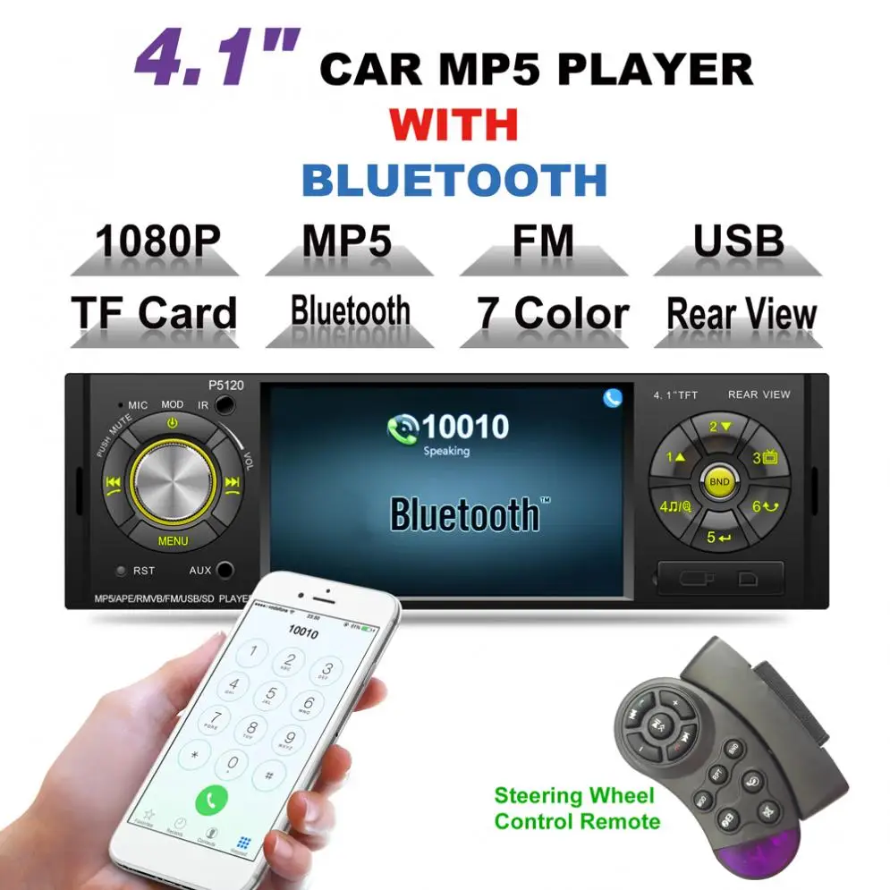 

4.1 Inch 12V 1 Din Bluetooth Car MP5 Player TFT Screen Auto Stereo Audio FM Station Auto Video Player with Remote Control