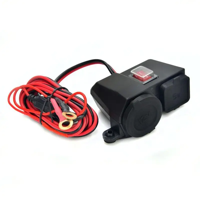 

Waterproof Motorcycle Motorbike 12V Cigarette Lighter Socket 5V/2.1A Dual USB Power Charger with ON/OFF Switch for GPS